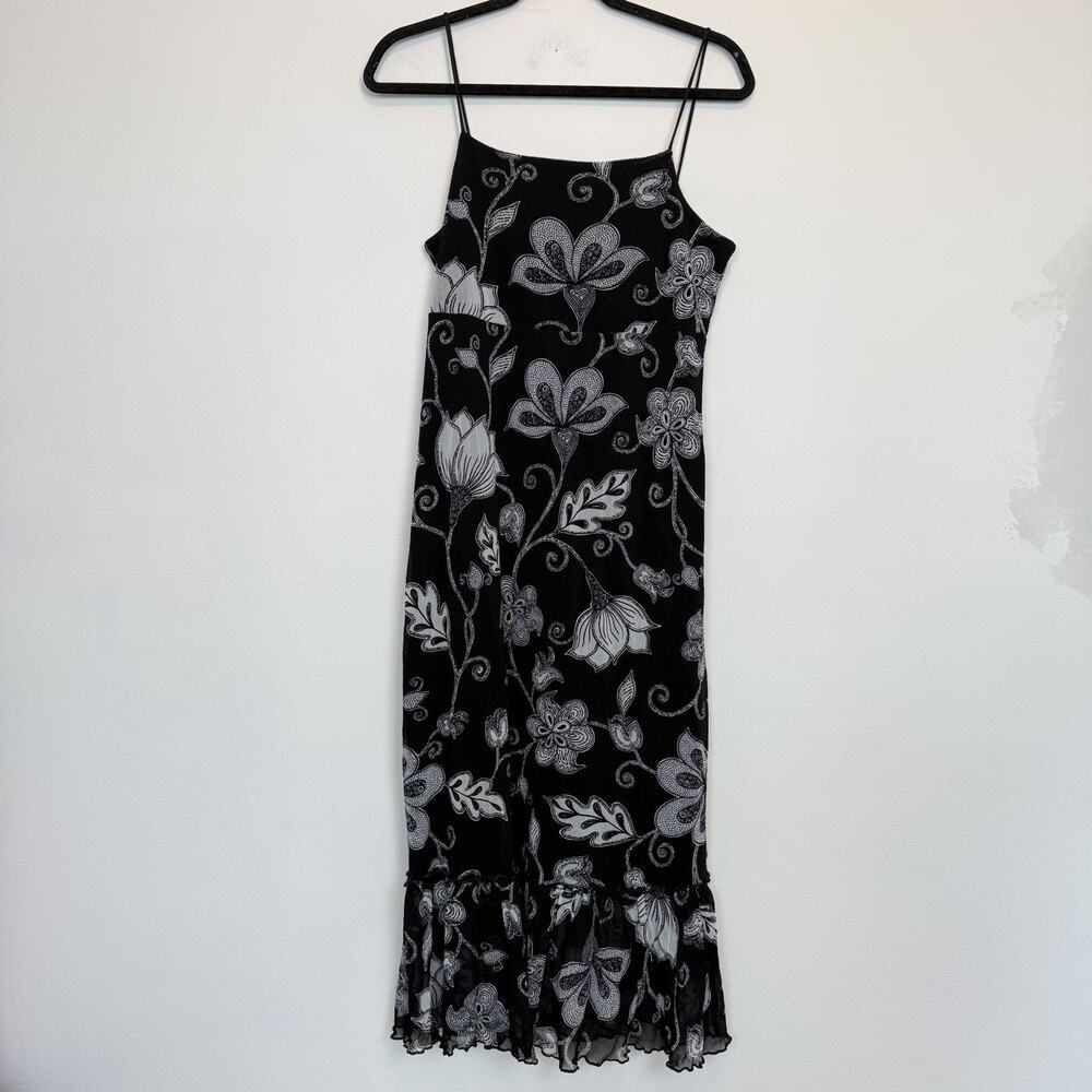The Limited vintage y2k mesh midi dress ruffle LG whimsygoth witchy summer